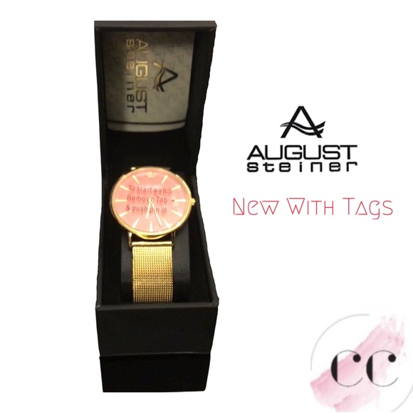 NWT August Steiner Quartz Diamond Orange Dial Ladies Watch - Picture 6 of 10